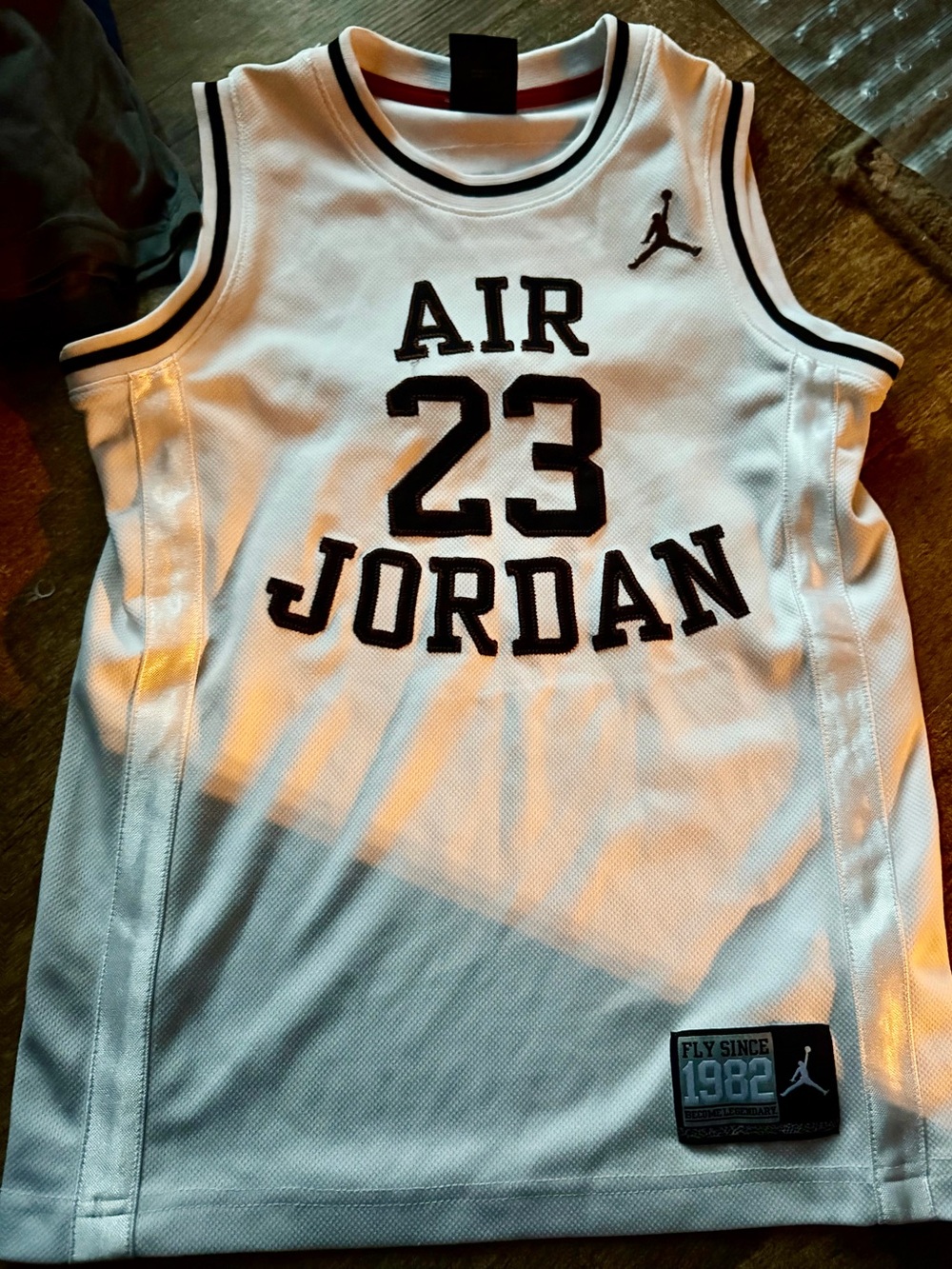 Jordan White and Black AIR 23 Basketball Jersey